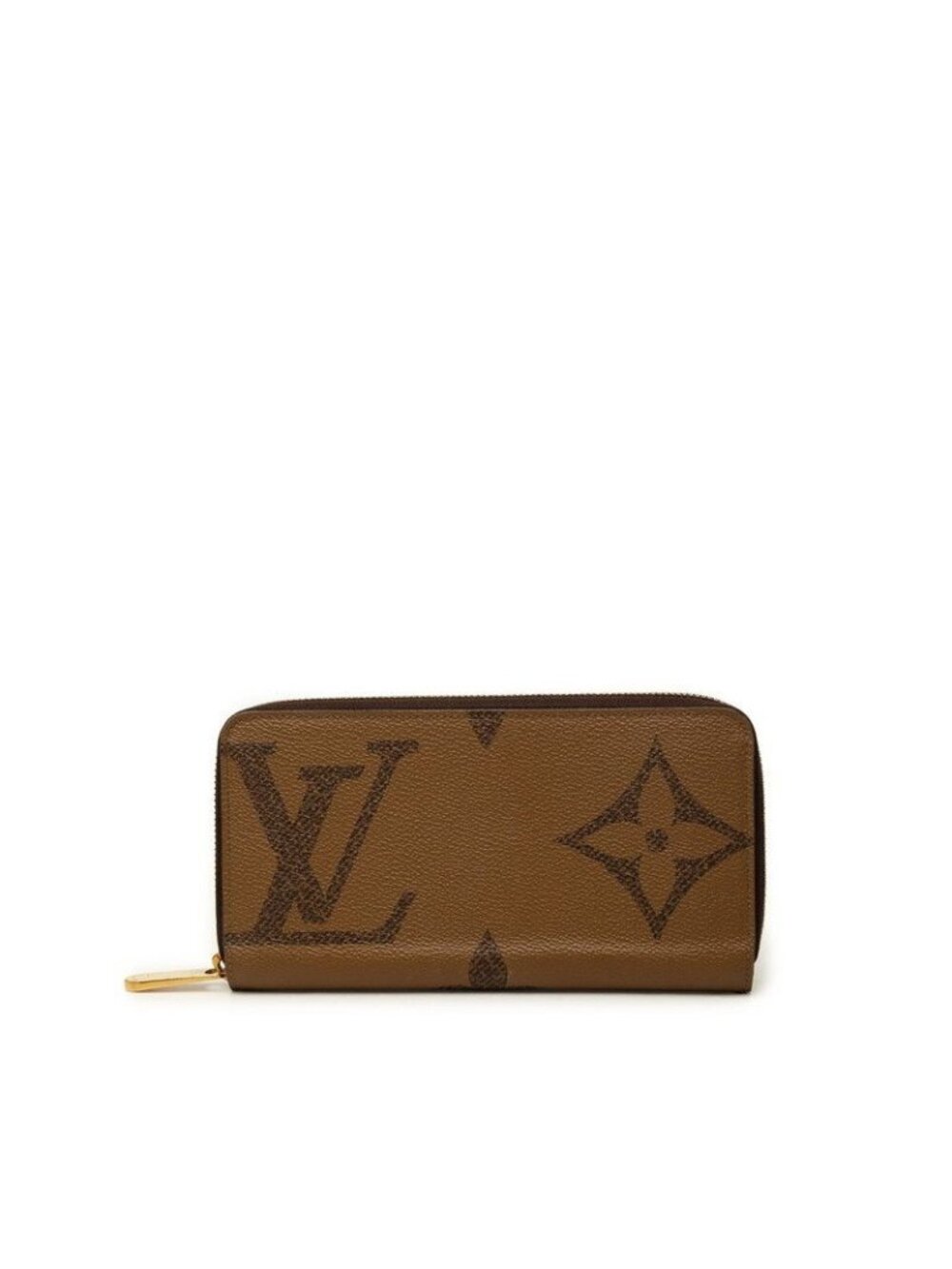 Louis Vuitton Monogram Giant Reverse Zippy Wallet Zip Around Brown Leather